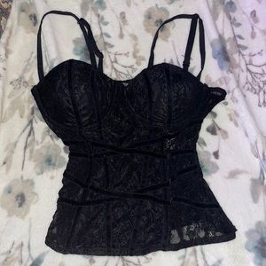 charlotte russe black lace corset